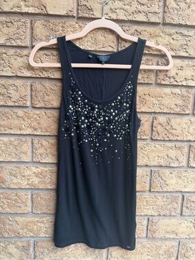 💫10/$25 • Guess Black Beaded Scoop Neck Sleeveless Tank Top